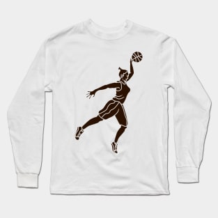 silhouette of female basketball player Long Sleeve T-Shirt